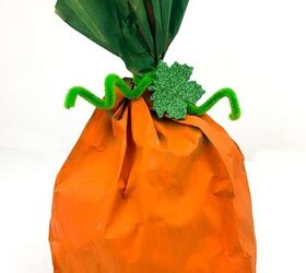 crea esta calabaza perfecta con bolsas de papel, pegar hojas en calabaza bolsa calabaza