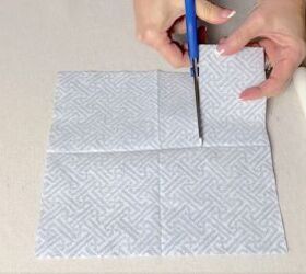 3 quick and easy decorative taper candle projects, Cutting a piece of patterned paper napkin