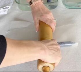 3 quick and easy decorative taper candle projects, Flattening the middle part of a taper candle with a rolling pin
