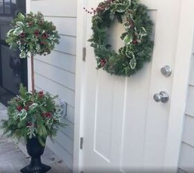 7 simple steps to make this festive diy christmas topiary, DIY Christmas topiary on porch
