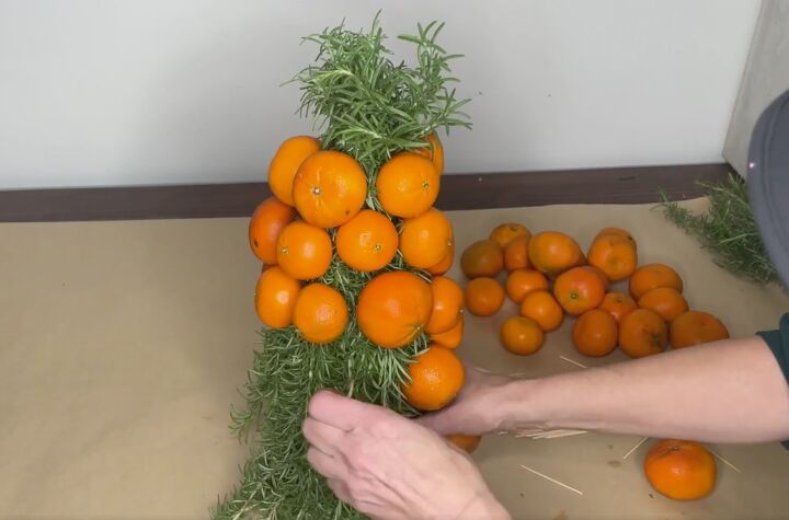 3 easy citrus dcor ideas to upgrade your home for the holidays, Orange and rosemary topiary