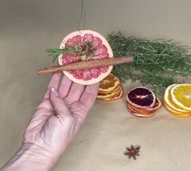 3 easy citrus dcor ideas to upgrade your home for the holidays, Dried citrus slice ornament with rosemary and cinnamon