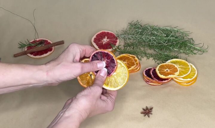 3 easy citrus dcor ideas to upgrade your home for the holidays, Gluing citrus slices together