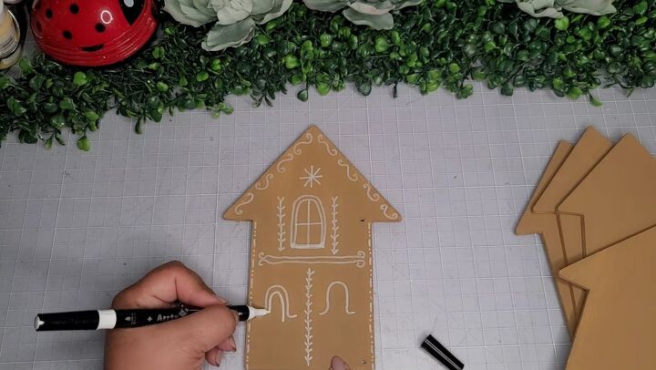 neutral gingerbread village, Sketching a design