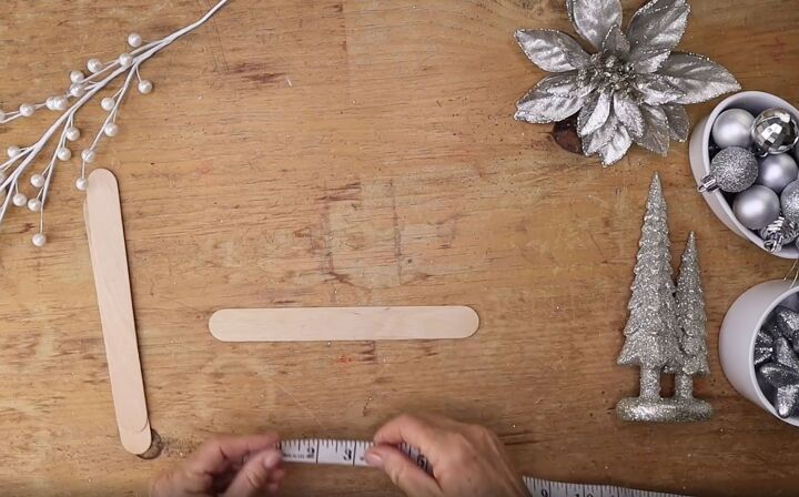 5 simple steps to make a stunning embroidery hoop centerpiece, Measuring a large tongue depressor