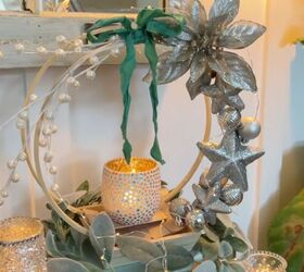 5 simple steps to make a stunning embroidery hoop centerpiece, Silver Christmas centerpiece