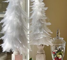 rbol de navidad blanco con plumas, DIY rbol de Navidad blanco con plumas