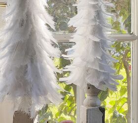 rbol de navidad blanco con plumas, DIY rbol de Navidad blanco con plumas