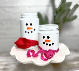 Upcycled Jar muñeco de nieve de regalo y decoración del hogar