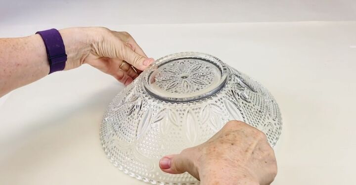 here s how to reverse decoupage glass bowls into decorative showpieces, Pressed glass bowl turned upside down