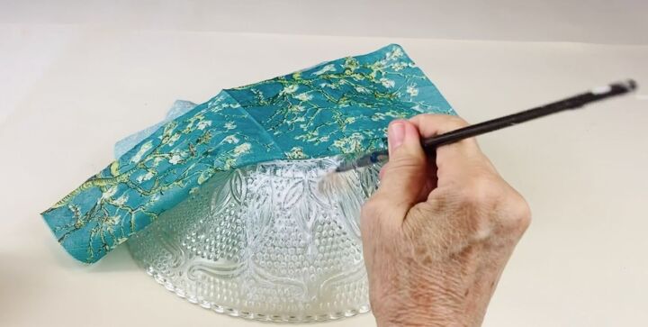 here s how to reverse decoupage glass bowls into decorative showpieces, Painting the sides of the glass bowl with gel medium