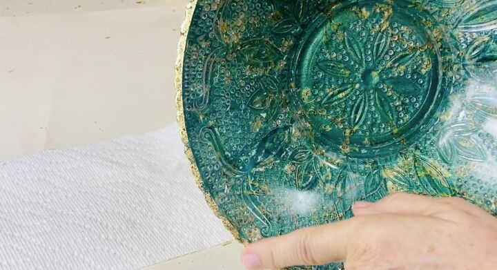 here s how to reverse decoupage glass bowls into decorative showpieces, Reverse decoupage bowl with gold leaf rim