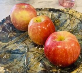 here s how to reverse decoupage glass bowls into decorative showpieces, Reverse decoupage tray with apples
