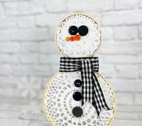 Muñeco de nieve reciclado con aros de bordar
