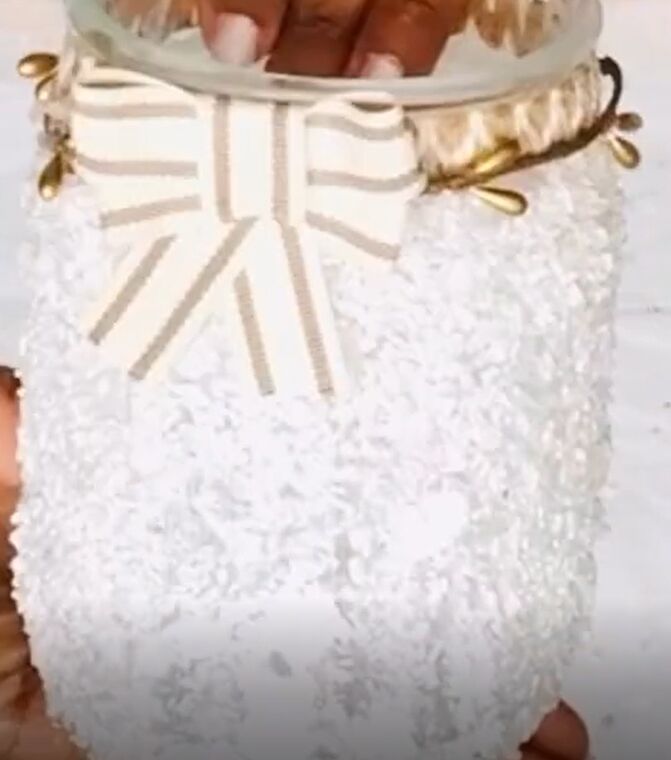 repurposed candle jar to winter snow lantern diy