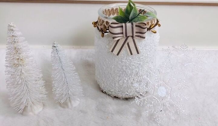 repurposed candle jar to winter snow lantern diy