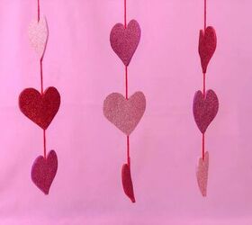 Guirnalda de corazones con purpurina para San Valentín