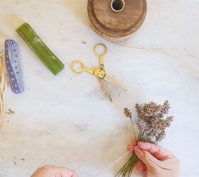 diy bolsita de lavanda seca, materiales para hacer un ramo de lavanda