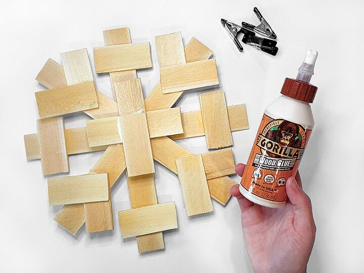 wood snowflake decoration made from wood shims