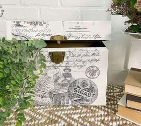 Vintage Metal File Box Makeover With Clay Paint and Transfers