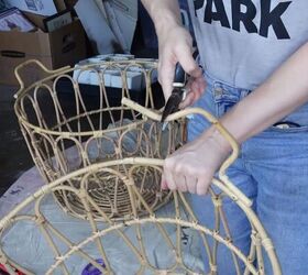 how to make a chic boho style end table with baskets from ikea, Pulling out the nails with pliers
