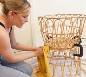 how to make a chic boho style end table with baskets from ikea, Cleaning off the glue spills with a rag