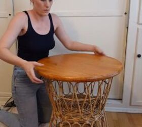 how to make a chic boho style end table with baskets from ikea, Securing the tabletop in place