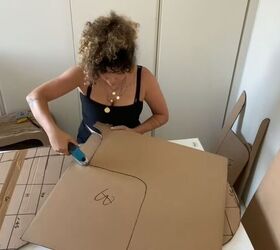 how to make a diy cardboard couch in a chic round style, Cutting out the connection pieces