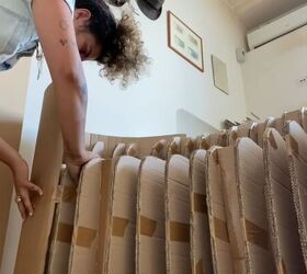 how to make a diy cardboard couch in a chic round style, Wrapping the exterior in cardboard