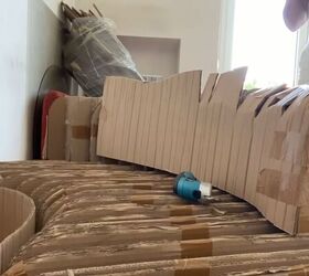 how to make a diy cardboard couch in a chic round style, Bending the cardboard over the back