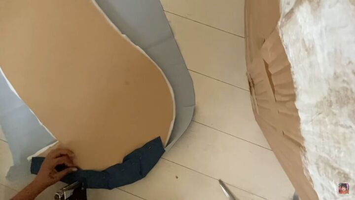 how to make a diy cardboard couch in a chic round style, Making the cardboard couch seat