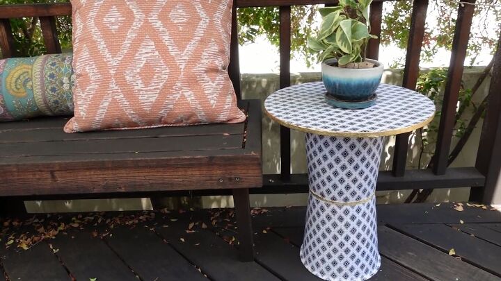 how to make a chic diy round end table out of cheap trash cans, DIY round end table