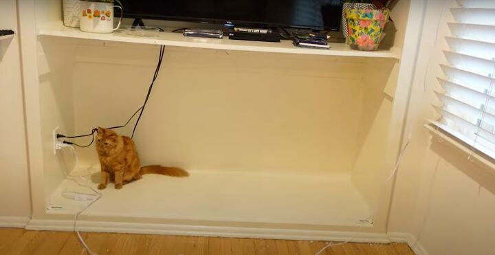 how to make an easy diy foam fireplace without using power tools, Where the faux fireplace will go