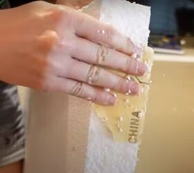 how to make an easy diy foam fireplace without using power tools, Sanding the foam with sandpaper