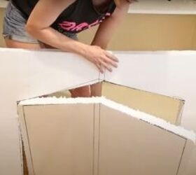 how to make an easy diy foam fireplace without using power tools, Cutting out the hearth area