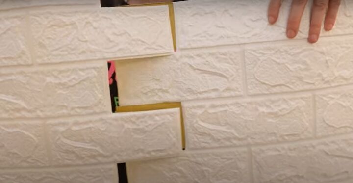 how to make an easy diy foam fireplace without using power tools, Cutting the faux brick