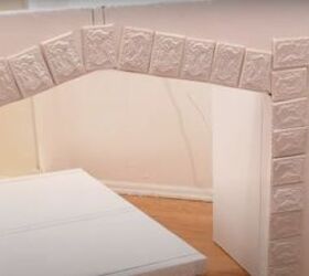 how to make an easy diy foam fireplace without using power tools, Placing the tiles around the border