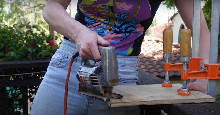 how to make a chic diy round end table out of cheap trash cans, Cutting out the circle