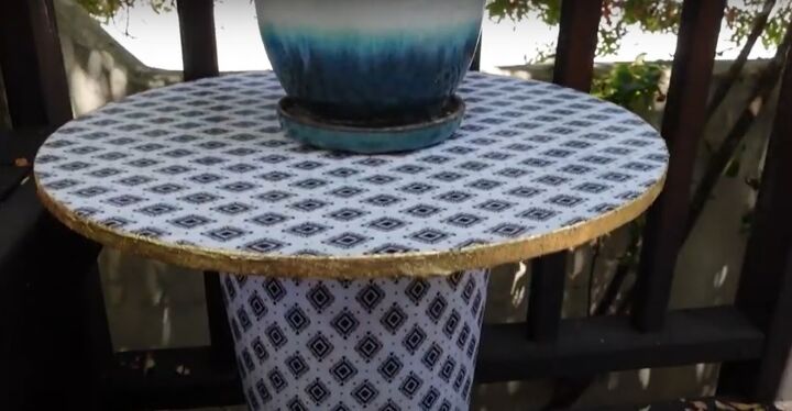 how to make a chic diy round end table out of cheap trash cans, Attaching the tabletop