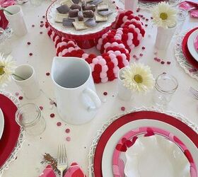 mesa de san valentn rosa y roja para nios