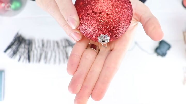 christmas decor how to make a beautiful diy ornament garland, Christmas ball ornament with hook
