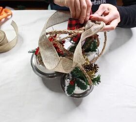 8 simple steps on how to make giant jingle bells, Adding a bow to finish off the DIY jingle bell craft