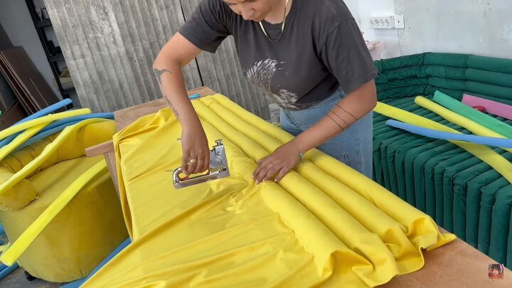 how to make an awesome pool noodle bed frame in 6 simple steps, Attaching the pool noodles