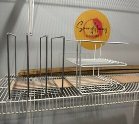 She grabs 2 spare organizing racks for a brilliant way to get more kitchen storage