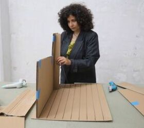 how to make a cardboard chair that holds weight looks chic, Sticking the connecting pieces to the base