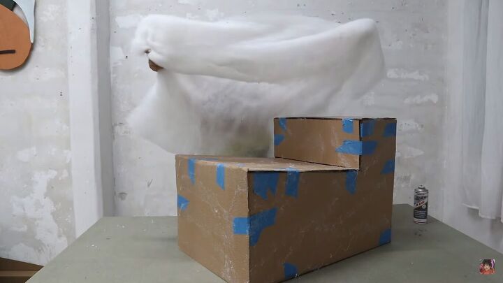how to make a cardboard chair that holds weight looks chic, Draping foam over the chair