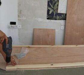 how to make a funky diy couch out of pool noodles, Drilling beams in place