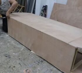 how to make a funky diy couch out of pool noodles, Nailing the front in place