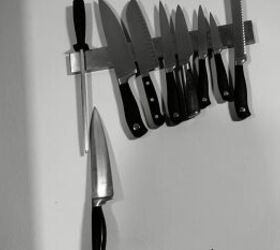 how to do a 70s old kitchen cabinets makeover on a budget, Magnet knife rack