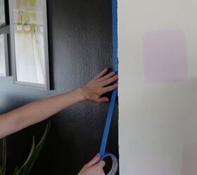 how to do a 70s old kitchen cabinets makeover on a budget, Applying painter s tape for clean lines
